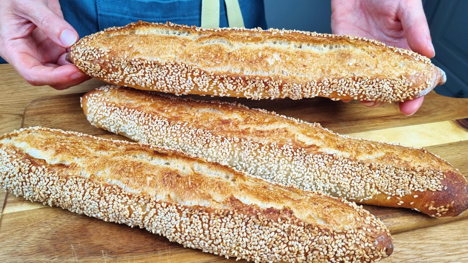 Golden Sesame Baguettes